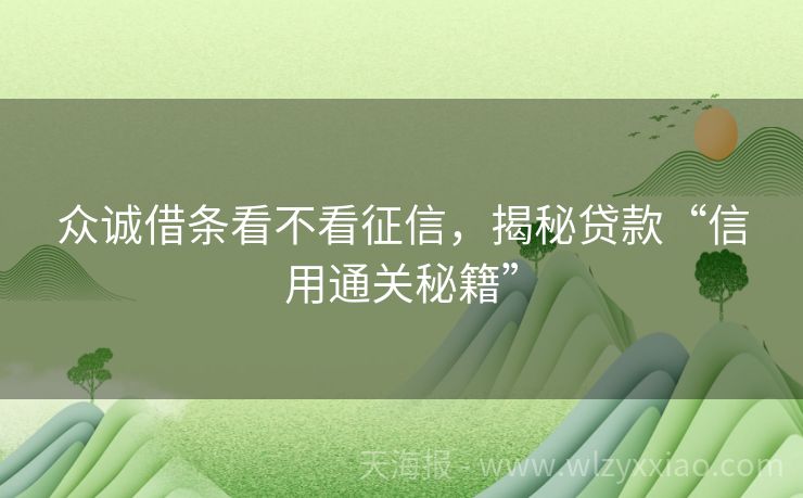 众诚借条看不看征信，揭秘贷款“信用通关秘籍”
