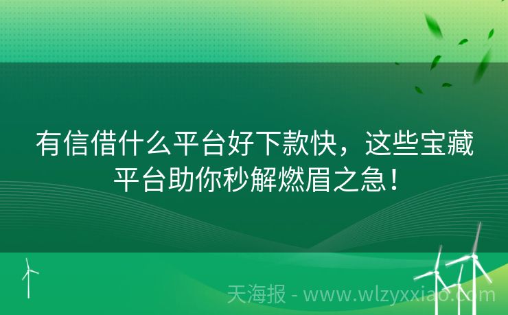 有信借什么平台好下款快，这些宝藏平台助你秒解燃眉之急！