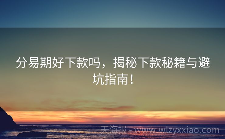 分易期好下款吗，揭秘下款秘籍与避坑指南！