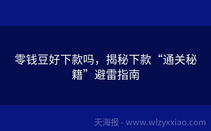 零钱豆好下款吗，揭秘下款“通关秘籍”避雷指南