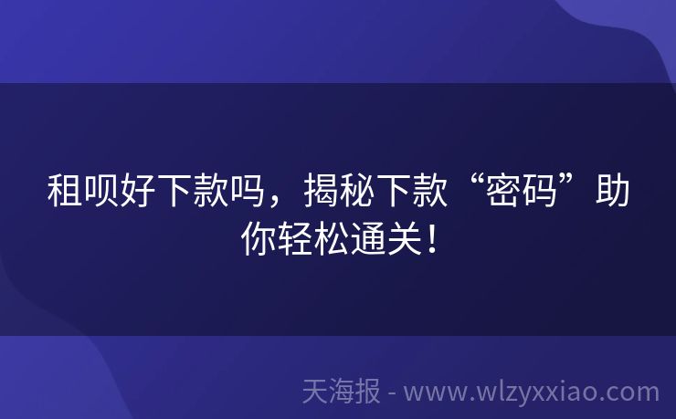 租呗好下款吗，揭秘下款“密码”助你轻松通关！