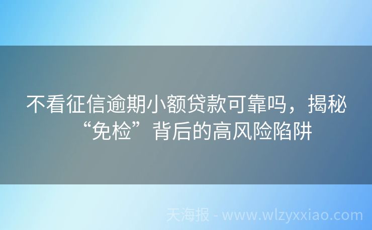 不看征信逾期小额贷款可靠吗，揭秘“免检”背后的高风险陷阱