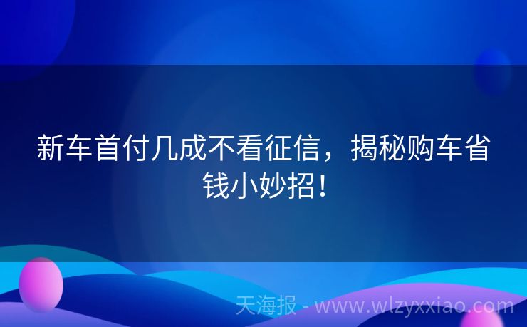 新车首付几成不看征信，揭秘购车省钱小妙招！
