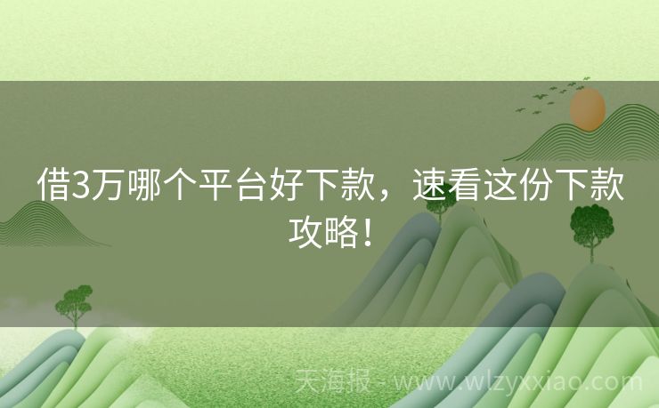 借3万哪个平台好下款，速看这份下款攻略！