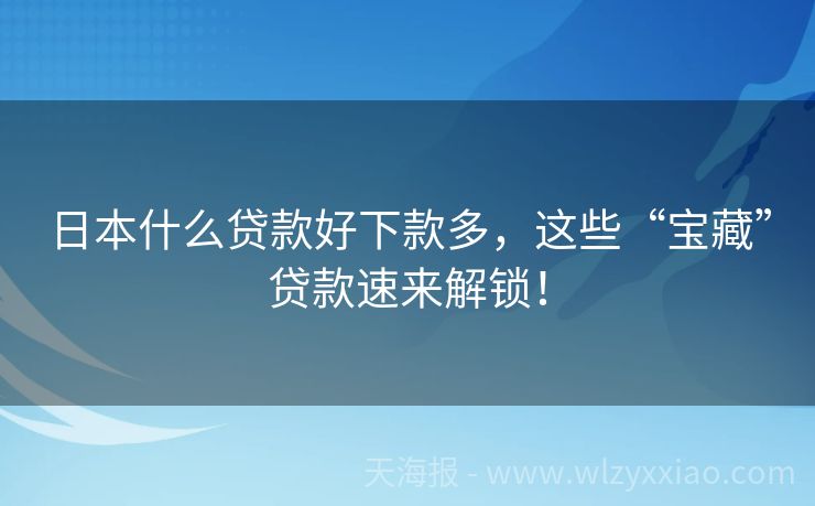 日本什么贷款好下款多，这些“宝藏”贷款速来解锁！