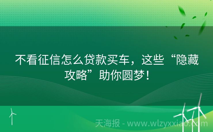不看征信怎么贷款买车，这些“隐藏攻略”助你圆梦！