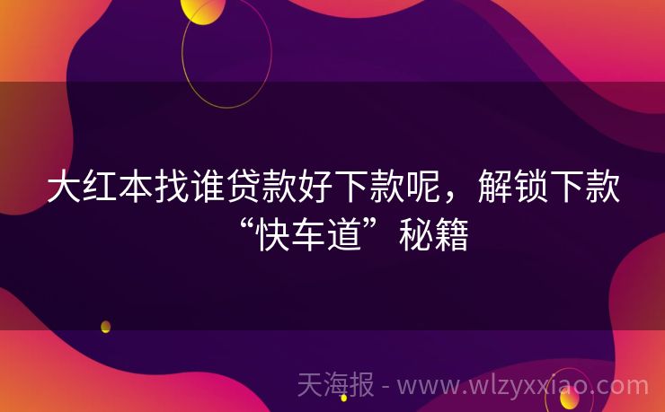 大红本找谁贷款好下款呢，解锁下款“快车道”秘籍