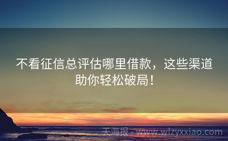 不看征信总评估哪里借款，这些渠道助你轻松破局！