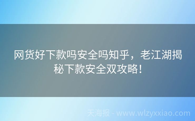 网货好下款吗安全吗知乎，老江湖揭秘下款安全双攻略！