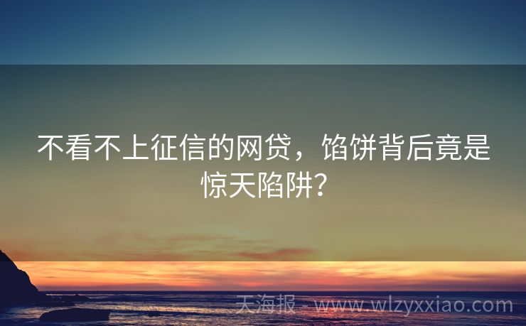 不看不上征信的网贷，馅饼背后竟是惊天陷阱？