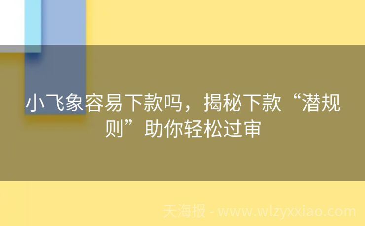 小飞象容易下款吗，揭秘下款“潜规则”助你轻松过审