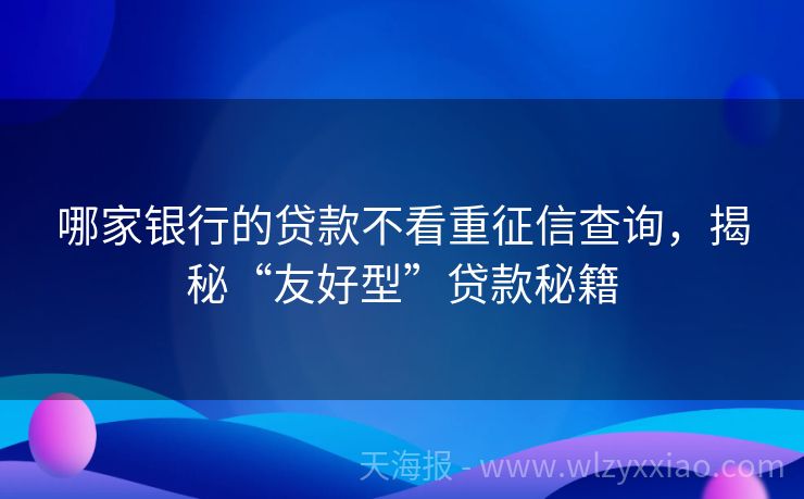 哪家银行的贷款不看重征信查询，揭秘“友好型”贷款秘籍