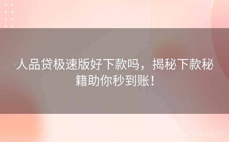 人品贷极速版好下款吗，揭秘下款秘籍助你秒到账！