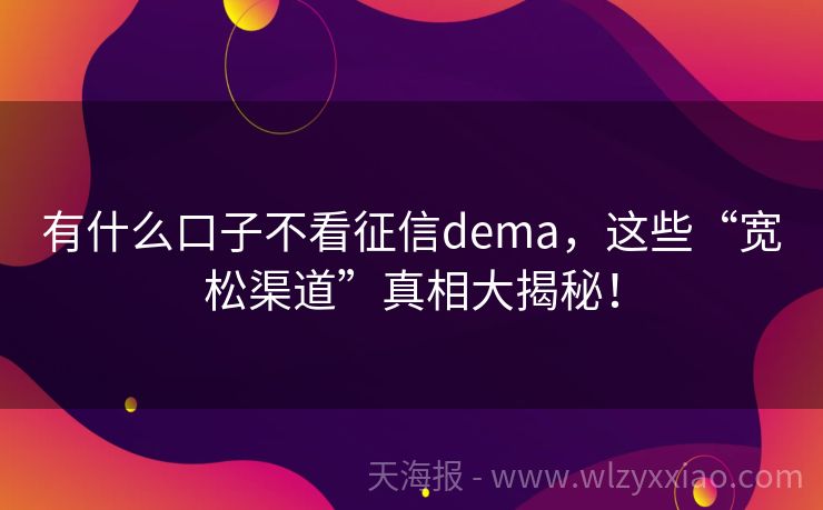 有什么口子不看征信dema，这些“宽松渠道”真相大揭秘！