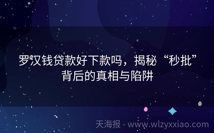 罗汉钱贷款好下款吗，揭秘“秒批”背后的真相与陷阱