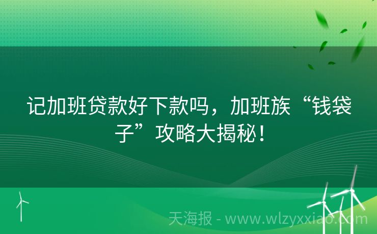 记加班贷款好下款吗，加班族“钱袋子”攻略大揭秘！