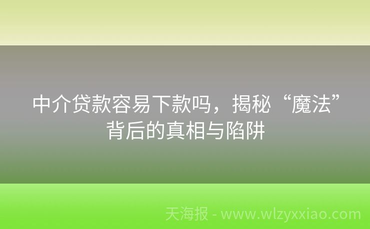 中介贷款容易下款吗，揭秘“魔法”背后的真相与陷阱