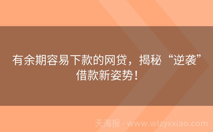 有余期容易下款的网贷，揭秘“逆袭”借款新姿势！