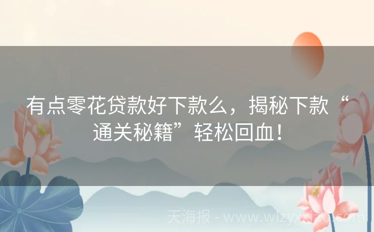 有点零花贷款好下款么，揭秘下款“通关秘籍”轻松回血！