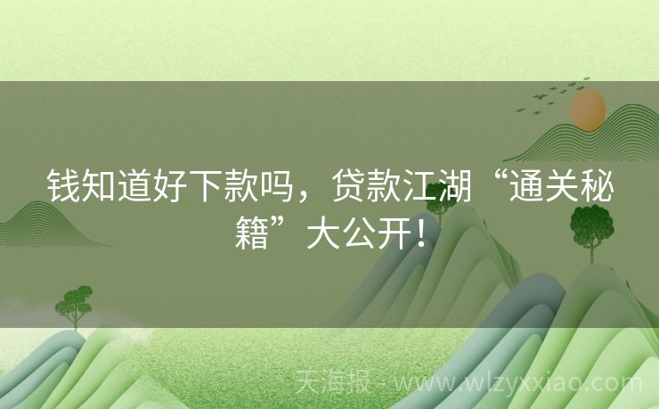 钱知道好下款吗，贷款江湖“通关秘籍”大公开！