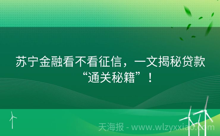 苏宁金融看不看征信，一文揭秘贷款“通关秘籍”！