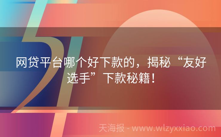 网贷平台哪个好下款的，揭秘“友好选手”下款秘籍！