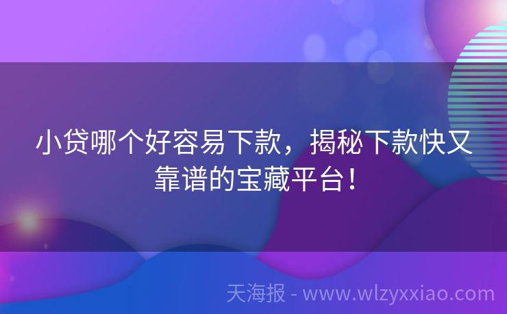 小贷哪个好容易下款，揭秘下款快又靠谱的宝藏平台！