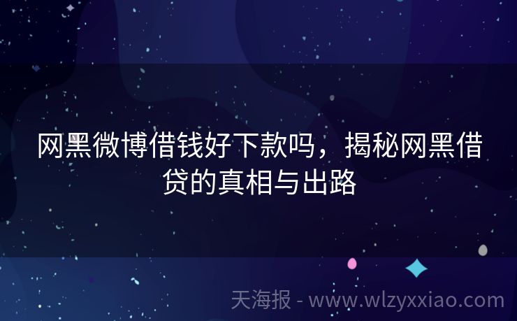 网黑微博借钱好下款吗，揭秘网黑借贷的真相与出路