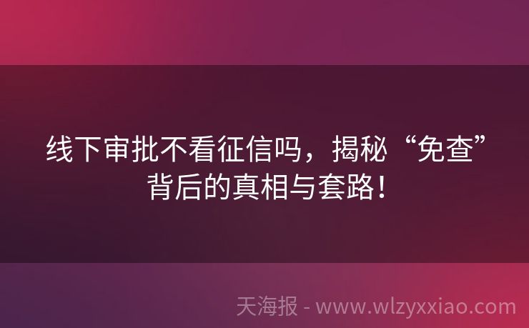 线下审批不看征信吗，揭秘“免查”背后的真相与套路！