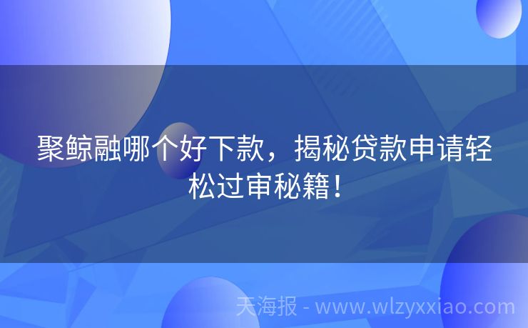 聚鲸融哪个好下款，揭秘贷款申请轻松过审秘籍！