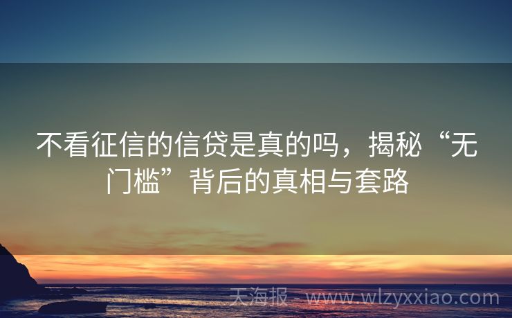 不看征信的信贷是真的吗，揭秘“无门槛”背后的真相与套路