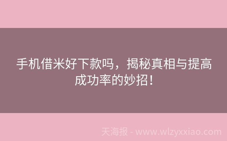 手机借米好下款吗，揭秘真相与提高成功率的妙招！