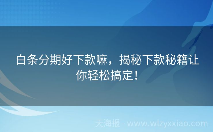 白条分期好下款嘛，揭秘下款秘籍让你轻松搞定！
