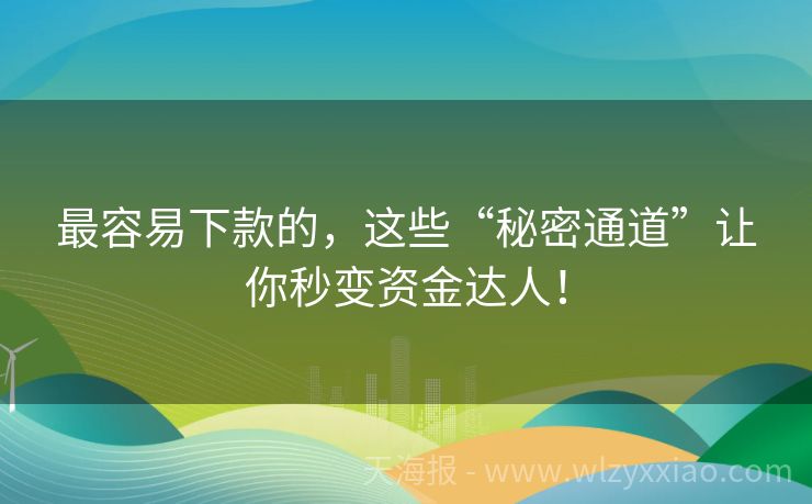 最容易下款的，这些“秘密通道”让你秒变资金达人！