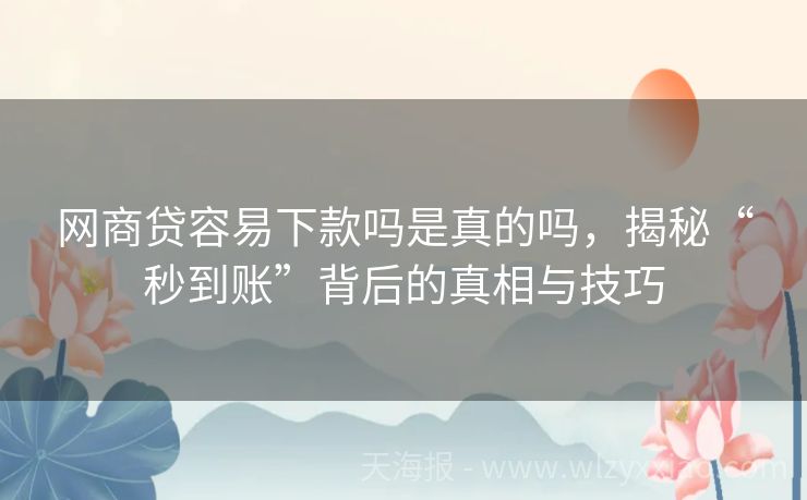 网商贷容易下款吗是真的吗，揭秘“秒到账”背后的真相与技巧