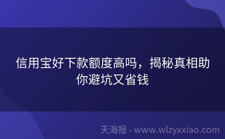 信用宝好下款额度高吗，揭秘真相助你避坑又省钱