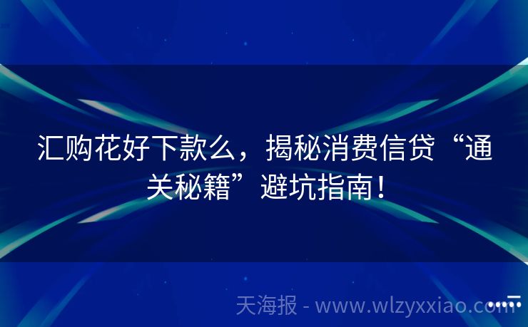 汇购花好下款么，揭秘消费信贷“通关秘籍”避坑指南！