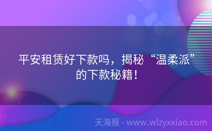 平安租赁好下款吗，揭秘“温柔派”的下款秘籍！