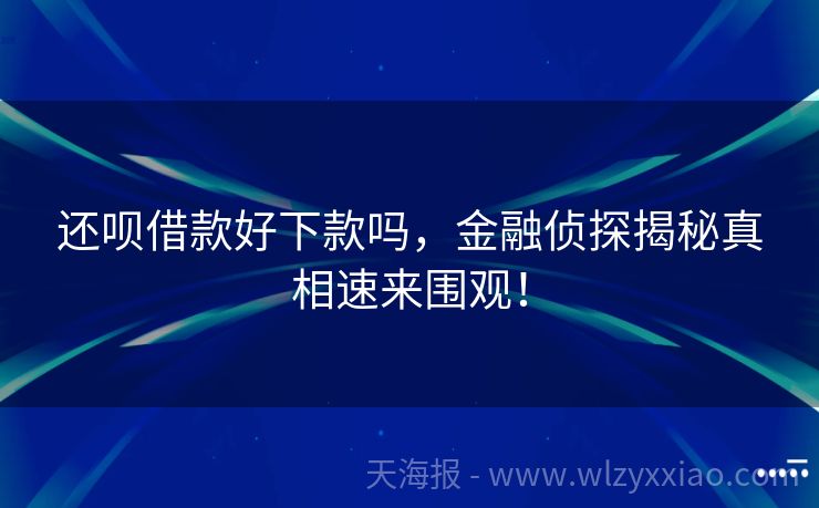 还呗借款好下款吗，金融侦探揭秘真相速来围观！