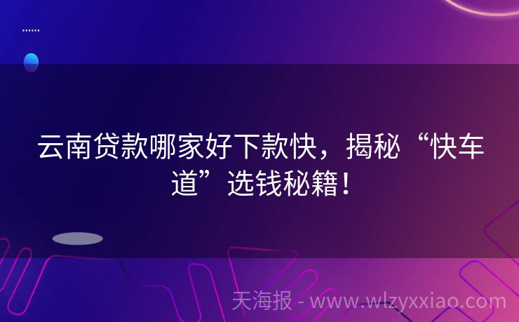 云南贷款哪家好下款快，揭秘“快车道”选钱秘籍！
