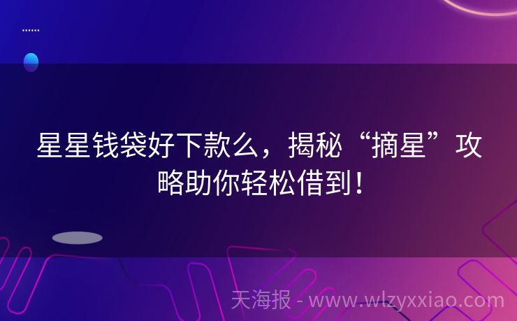 星星钱袋好下款么，揭秘“摘星”攻略助你轻松借到！