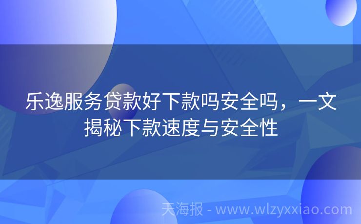乐逸服务贷款好下款吗安全吗，一文揭秘下款速度与安全性