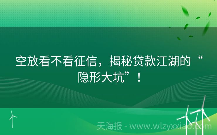空放看不看征信，揭秘贷款江湖的“隐形大坑”！