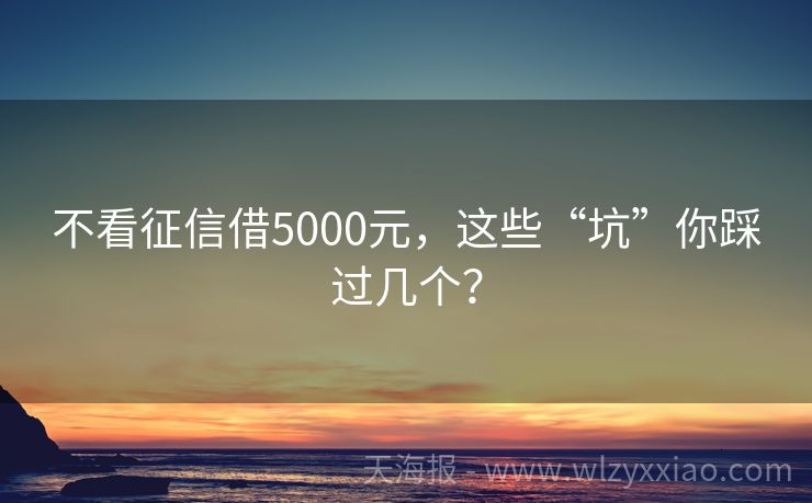 不看征信借5000元，这些“坑”你踩过几个？