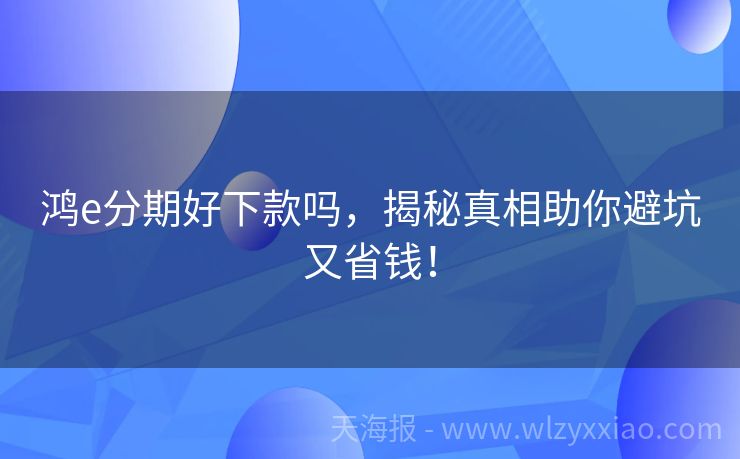鸿e分期好下款吗，揭秘真相助你避坑又省钱！