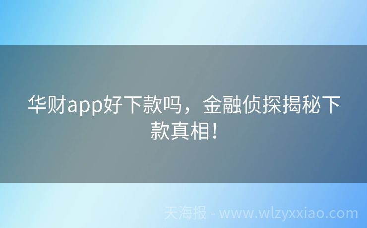 华财app好下款吗，金融侦探揭秘下款真相！