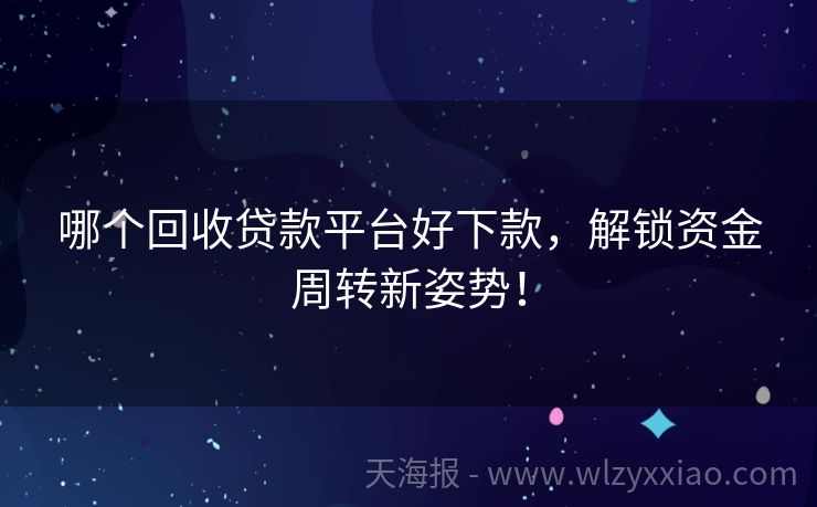 哪个回收贷款平台好下款，解锁资金周转新姿势！