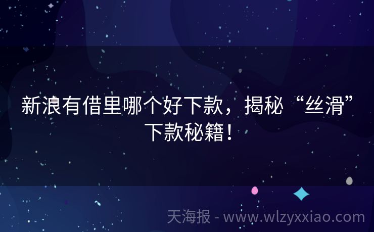 新浪有借里哪个好下款，揭秘“丝滑”下款秘籍！