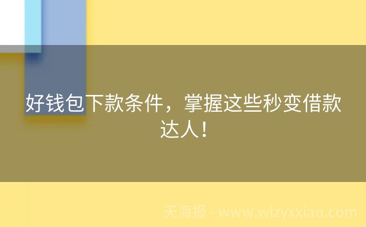 好钱包下款条件，掌握这些秒变借款达人！