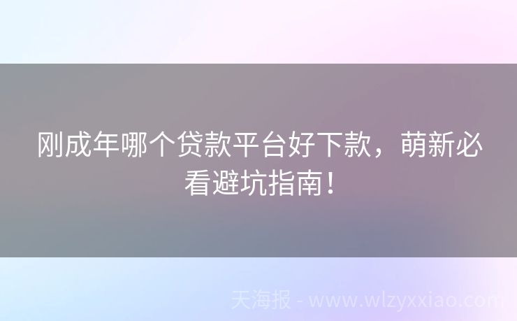刚成年哪个贷款平台好下款，萌新必看避坑指南！